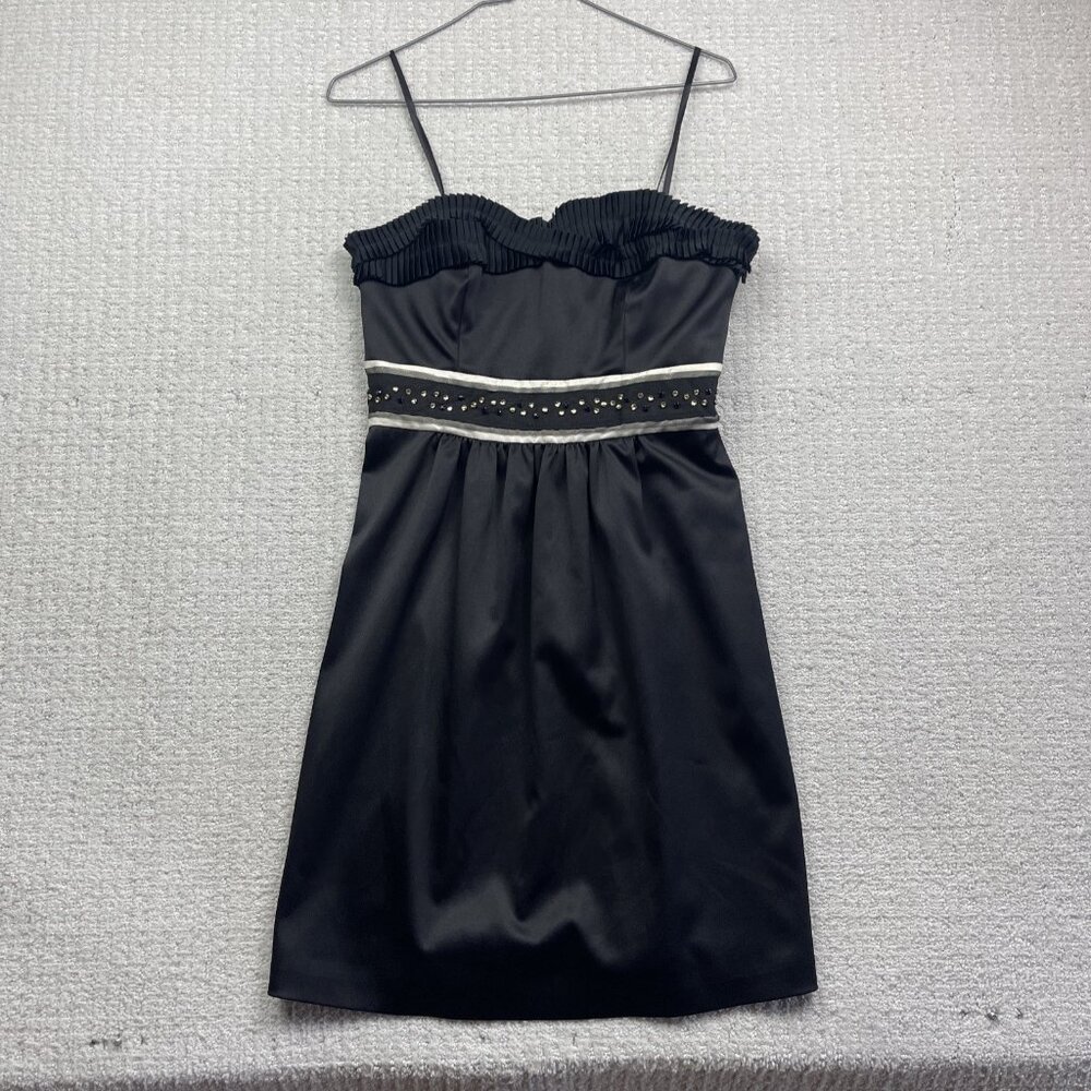 Max & Cleo Evening  Cocktail Dress Mini Strapless Party Sz 4 Black Rhinestone